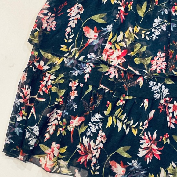 Biltmore womens tier ruffle maxi skirt blue cabernet bouquet bird NWT feminine S - Picture 4 of 8